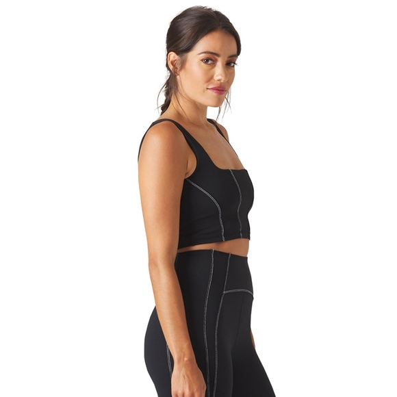 Glyder Corseted Yoga Sports Bra Black White Large - Picture 3 of 7